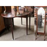 A George III Mahogany Drop Leaf Table, oval top, single drawer, square tapered legs, 75cm by