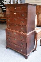 A George III Oak Chest on Chest, 103cm by 56cm by 178cm