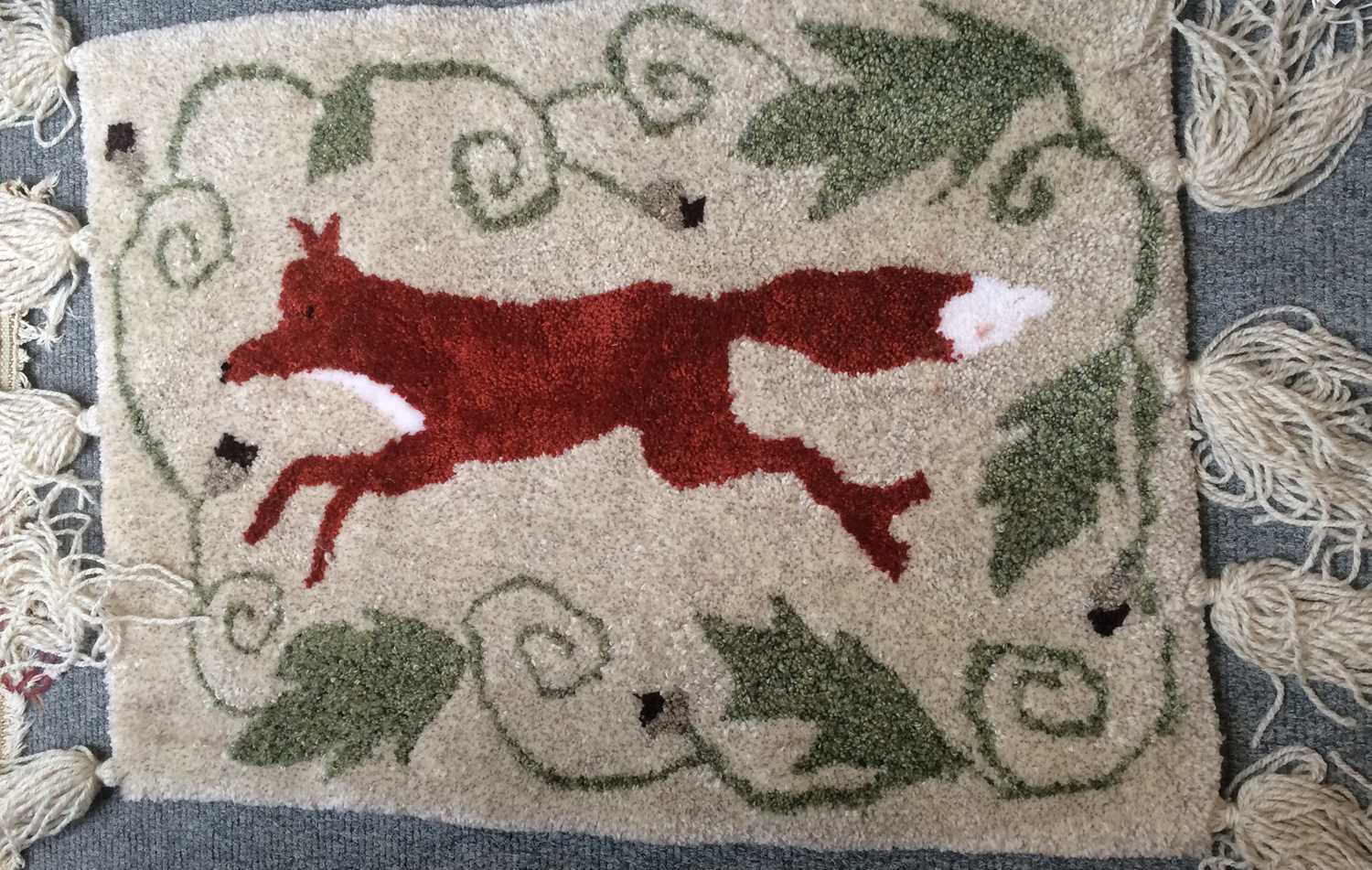 Handmade Jane Dobinson "Bramble & Bumble" Rug, the field depicting sheep grazing in a meadow beneath - Image 5 of 8