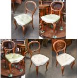 Six Victorian Carved Walnut Dining Chairs