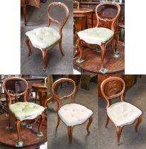 Six Victorian Carved Walnut Dining Chairs