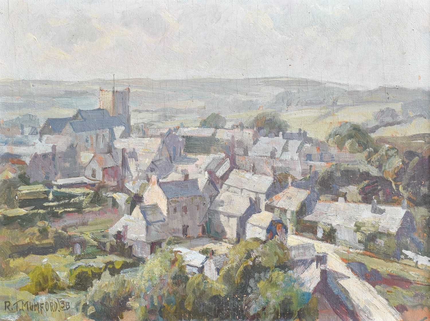 Robert T. Mumford (1895-1939) View of Corfe Signed and dated (19)36, oil on board, 35cm by 44.5cm