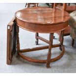 A 17th Century Style Oak Demi Lune Drop Leaf Side Table, with hinged leaf and gateleg, turned