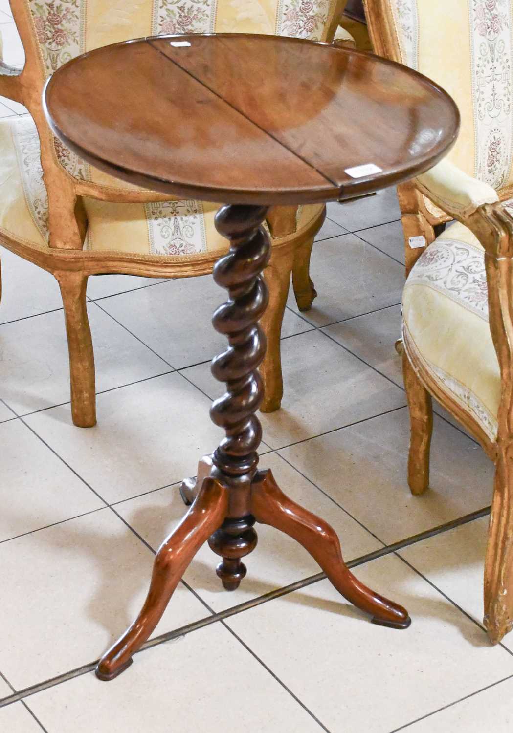 A Pair of Mahogany Tripod Tables, the circualr dished tops supported by a boldly turned standard and - Image 2 of 3
