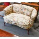 Feather Filled Two Seater Settee, on scroll carved supports, 140cm Approximately 135cm by 80cm by