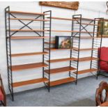 1970s Ladderax Shelving, 277cm by 36cm by 201cm Metal tarnished and pitted in areas, one shelf