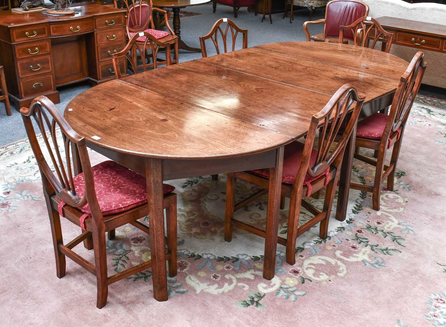 A Set of Eight 19th Century Ash Shield Back Dining Chairs, with dished seats, together with a George - Image 4 of 4