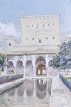 Trevor Haddon, RBA (1864-1941) "The Alhambra. Garden of Daraxa" Signed, pencil and watercolour,