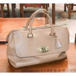 Mulberry Del Ray Light Tan Leather Handbag, with zip fastening, front flap with postmans lock,