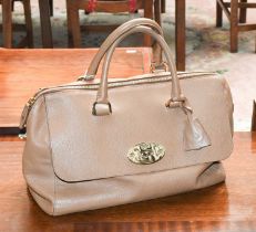 Mulberry Del Ray Light Tan Leather Handbag, with zip fastening, front flap with postmans lock,