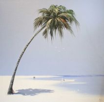 Henderson Cisz (b.1960) Brazilian "Paradise Beach" Signed, acrylic on canvas, 70.5cm by 70cm