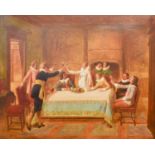 Continental School (20th Century) The Toast - interior scene with figures in 17th century dress