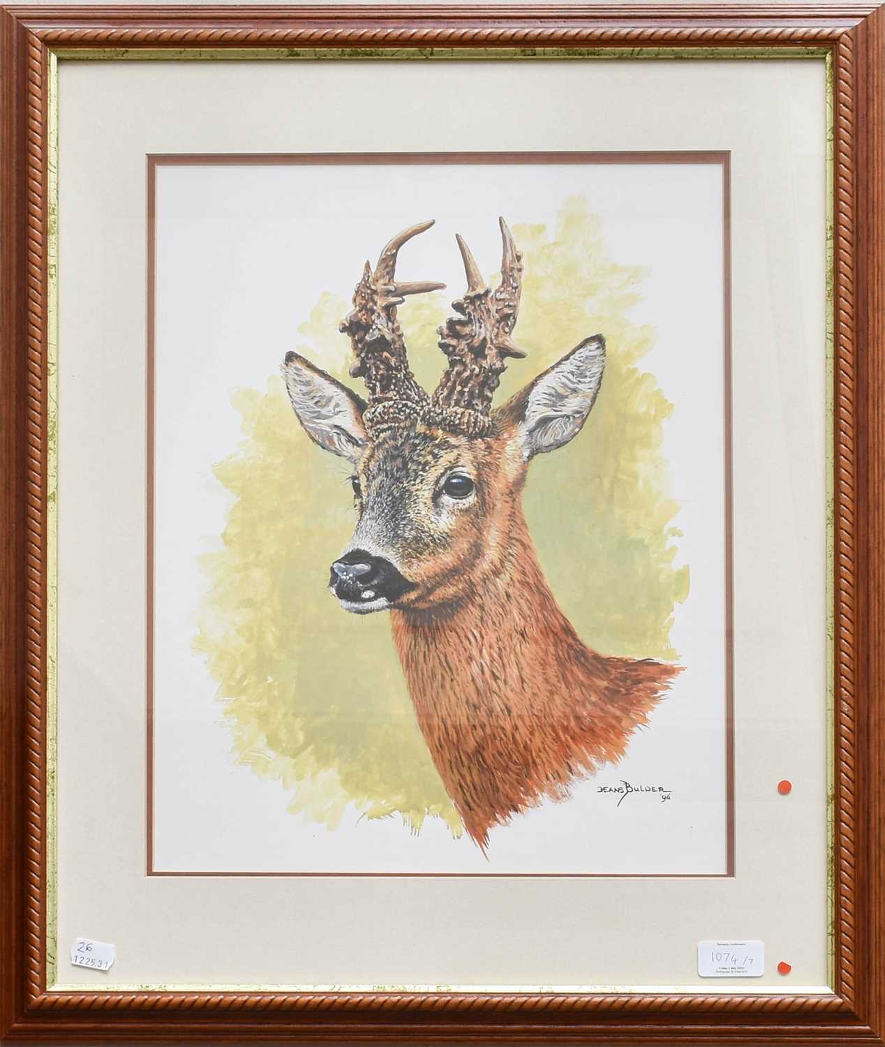 Hans Bulder (b.1953) Head study of a Roe Buck Signed and dated (19)96, watercolour heightened with - Image 10 of 12