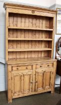 A Victorian Pine Dresser and Rack, 138cm by 46cm by 224cm
