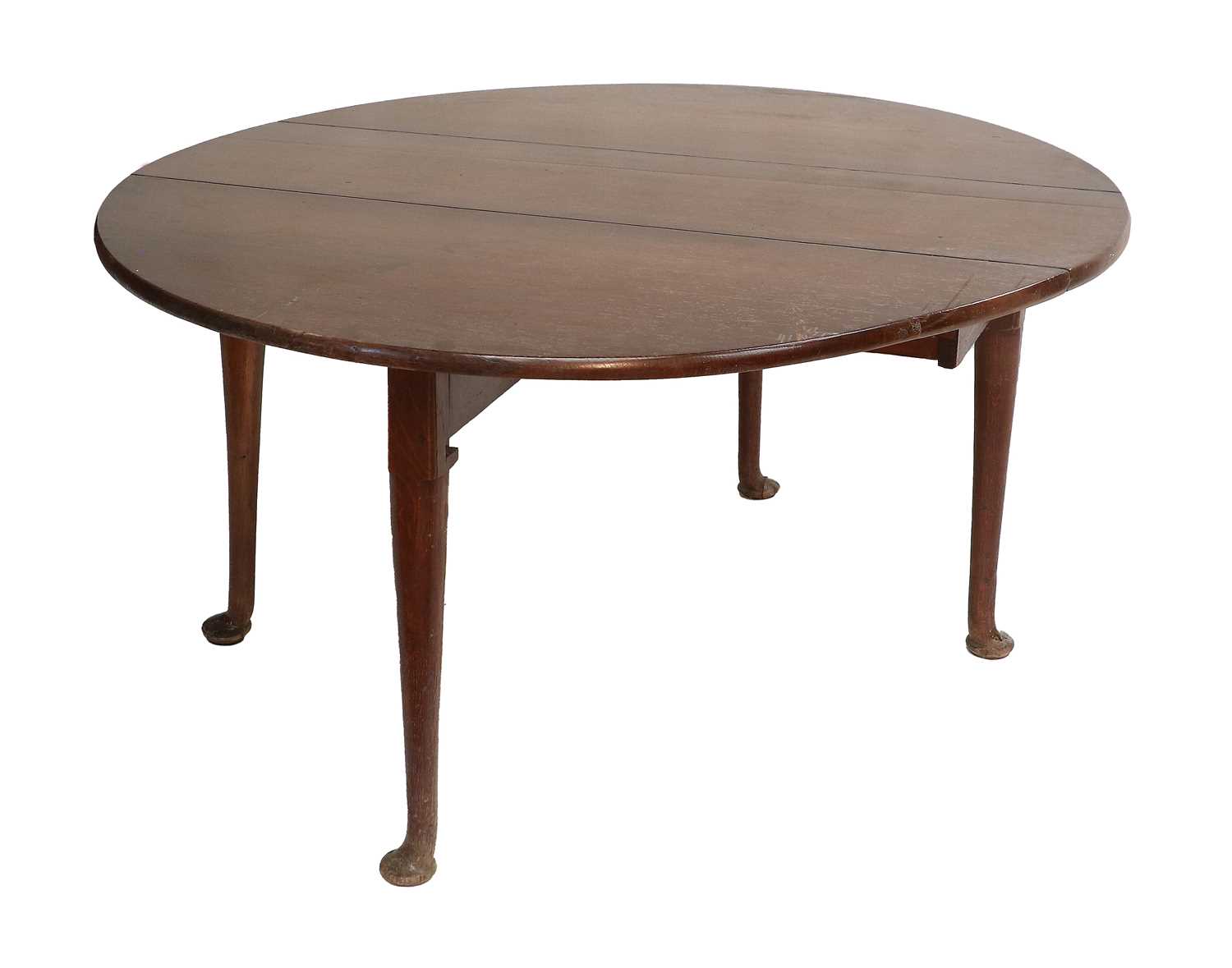 A 19th Century Oak Gateleg Dining Table, on plane supports with pad feet, 143cm (open) by 138cm by - Image 2 of 2