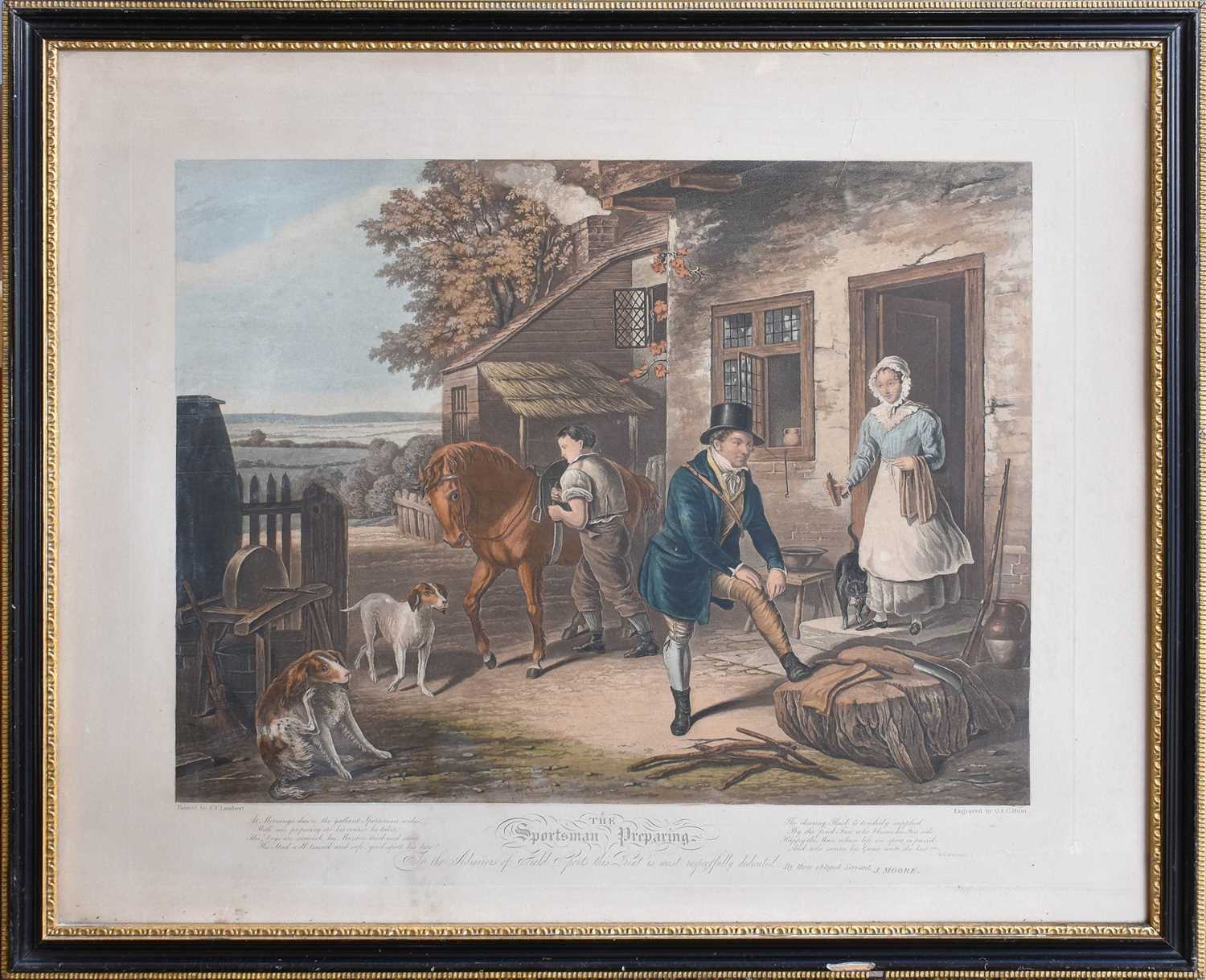 G&C Hunt After E.F.Lambert (19th Century) "The Sportsman Preparing" "The Sportsman's Visit" Coloured - Image 2 of 10
