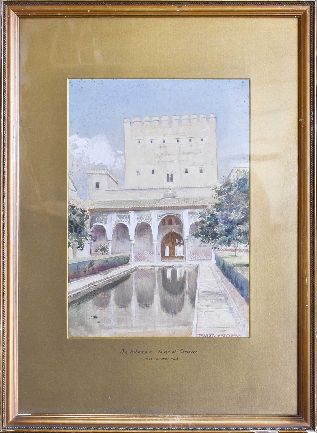 Trevor Haddon, RBA (1864-1941) "The Alhambra. Garden of Daraxa" Signed, pencil and watercolour, - Image 2 of 6