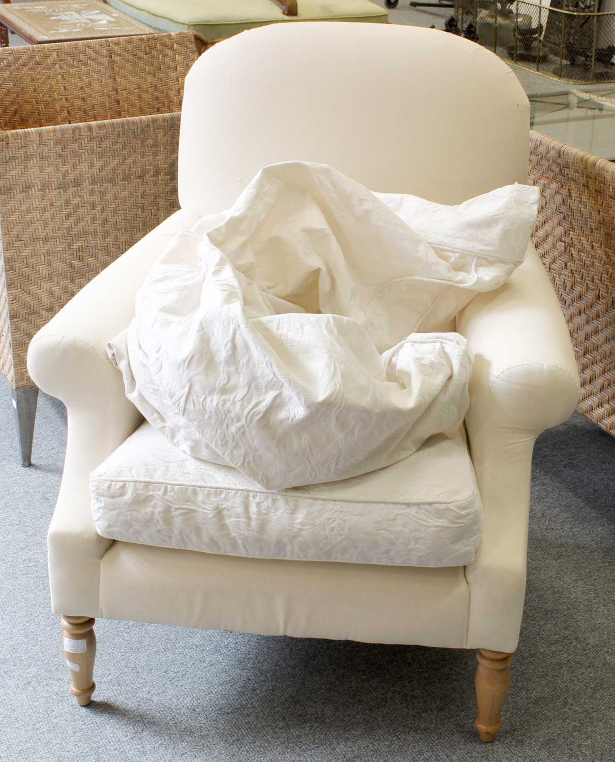 A Laura Ashley White Painted Blanket Box, together with two modern standard lamps and an armchair ( - Image 5 of 5