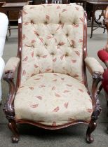 A Victorian Carved Mahogany Part Upholstered Chair