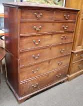A 19th Century Mahogany Six Height Chest of Drawers, wth two short over five long graduated drawers,