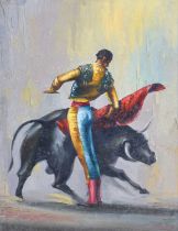 Attributed to Alexander Wilson (20th Century) Matador with bull Inscribed verso, oil on board,