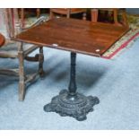 A Victorian Cast Iron Conservatory Table, with later square top, 76cm by 71cm