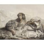 After Sir Edwin Landseer RA (1802-1873) Gun dog with the Day's Catch Black and white engraving, 50cm