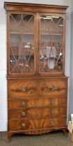 A Reproduction Crossbanded and Inlaid Mahogany Secretaire Bookcase, 104cm by 46cm by 220cm
