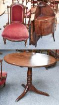 A George III Mahogany Corner Washstand, Victorian nursing chair, and a George III Mahogany tilt