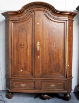 A Large Early 19th Century Inlaid Oak Armoire, with shelved interior, 200cm by 70cm by 248 cm