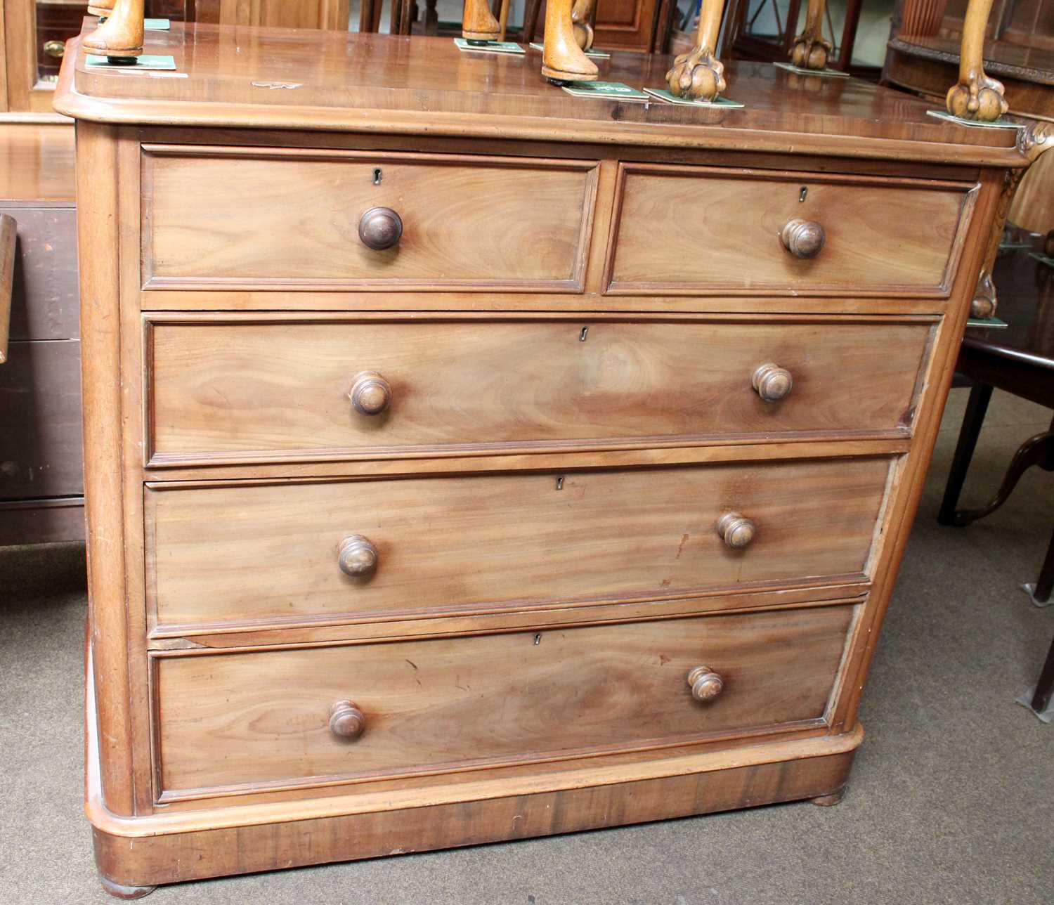 A Victorian Mahogany Four Height Chest of Drawers, two short over three long graduated drawers, on