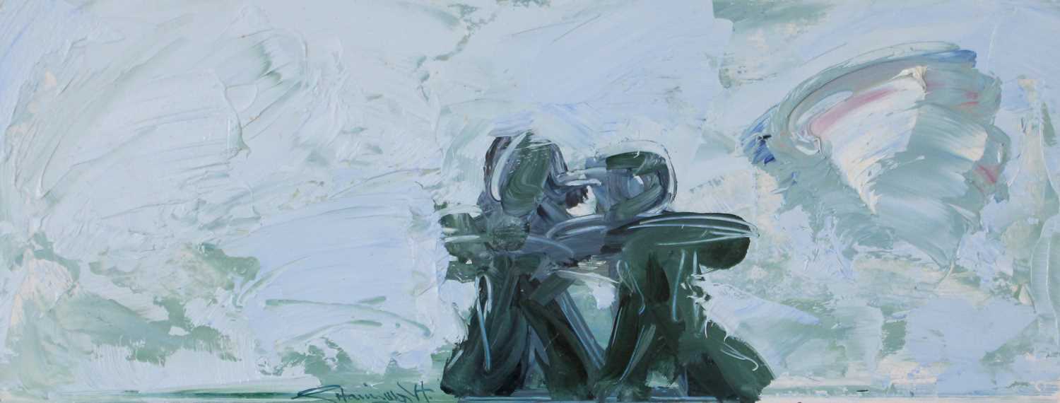 George Hainsworth (Contemporary) Abstract study of two figures Signed, impasto on board, 64cm by