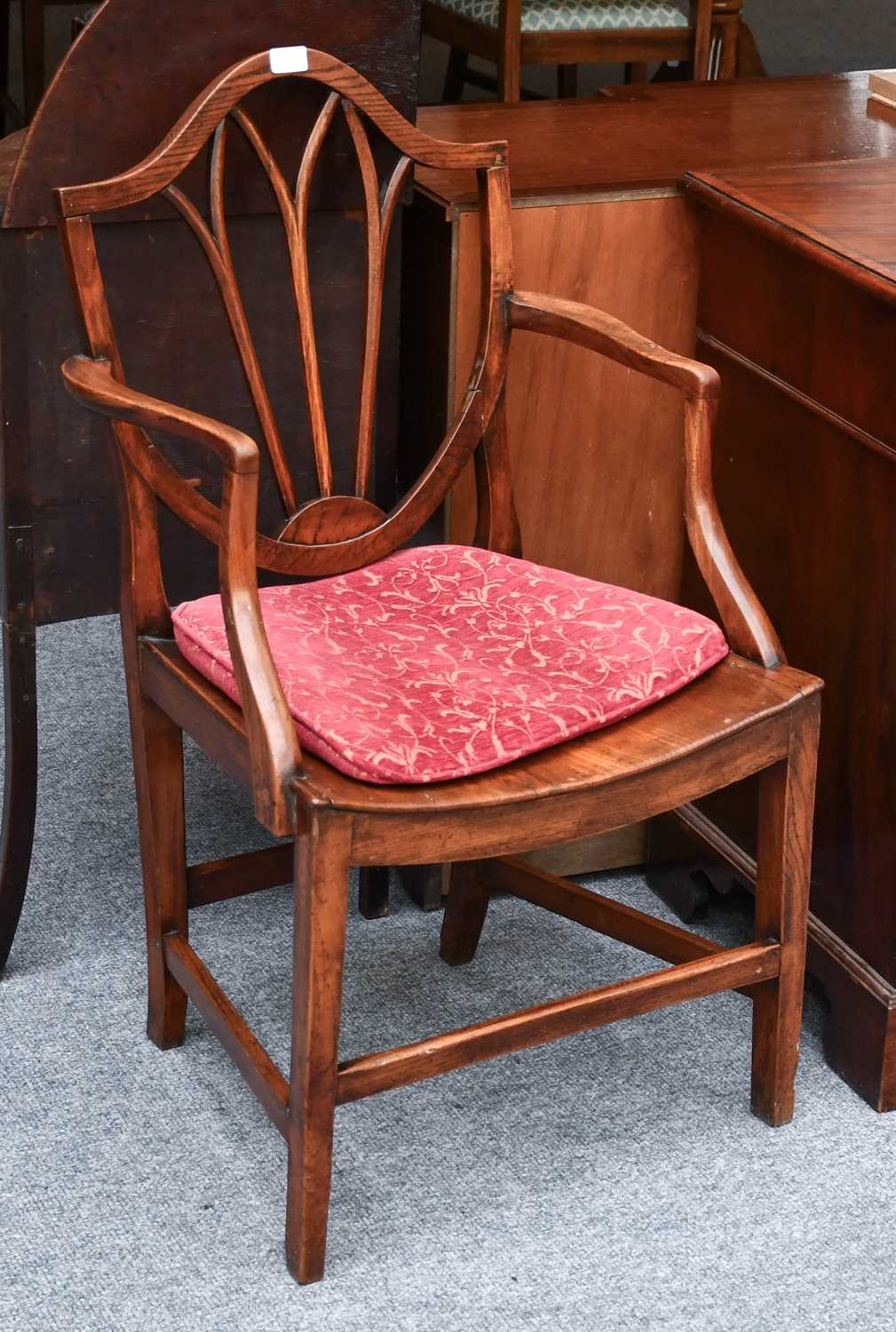 A Set of Eight 19th Century Ash Shield Back Dining Chairs, with dished seats, together with a George - Image 2 of 4