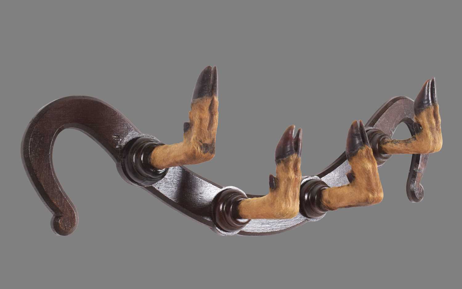 Animal Furniture: A Deer Slot Mounted Coat Rack, early 20th century, an oak framed wall mounted coat - Image 3 of 3