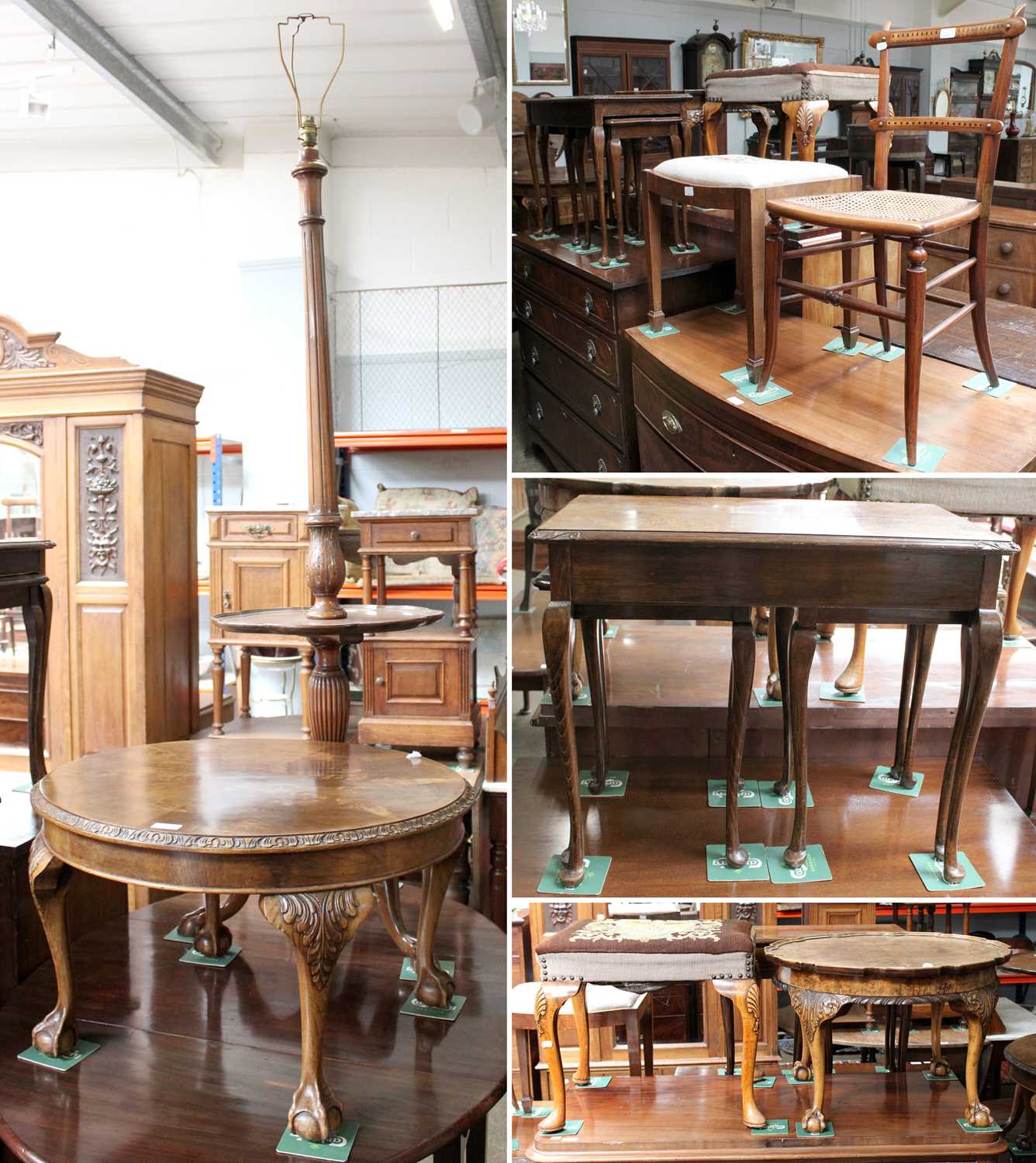 Assorted Furniture Including a Chippendale Style Walnut Veneered Coffee Table, carved detail,