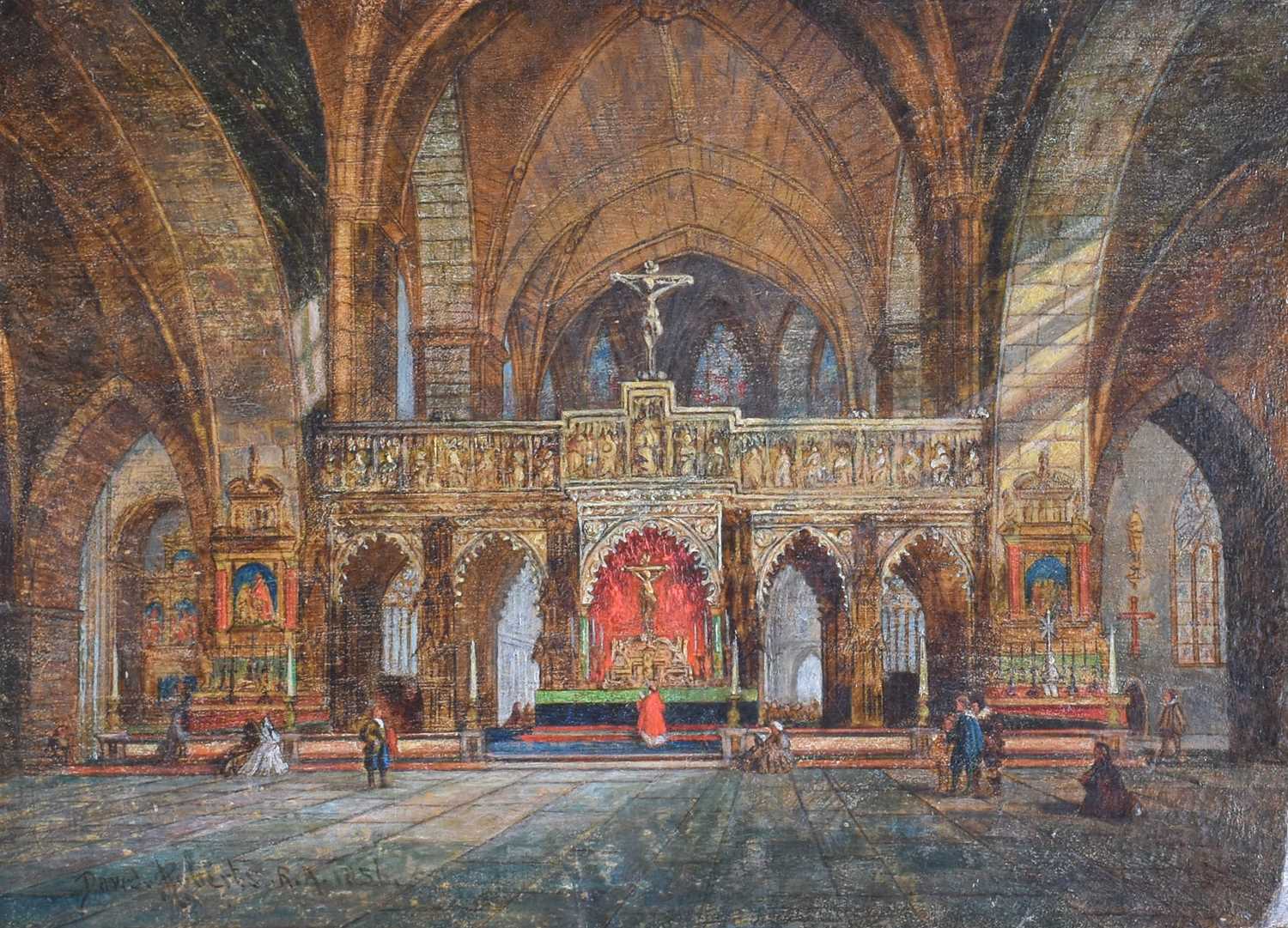 Follower of David Roberts (1796-1864) Cathedral interior Bears signature and date 1856, oil on