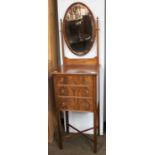 An Edwardian-Style Mahogany Shaving Stand, the oval mirror on twin tapered supports, on a base