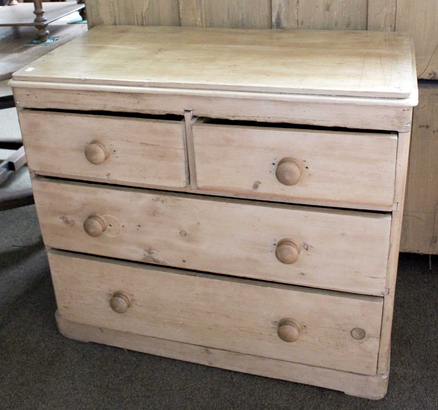 A Victorian Pine Three Height Chest of Drawers, 94cm by 47cm by 82cm; together with a similar - Image 4 of 4