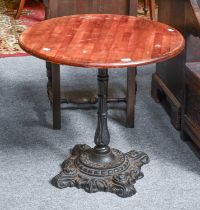 A Victorian Cast Iron Conservatory Table, with later circular top, 76cm by 72cm