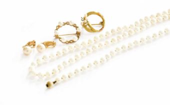 A Small Quantity of Jewellery, comprising of a cultured pearl necklace and bracelet, length 42cm and