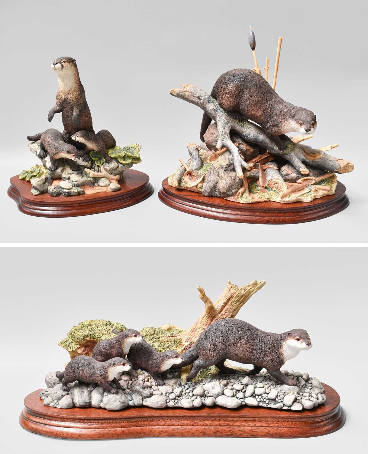 Border Fine Arts Otter Groups, including: 'River View', model No. B0195 by Richard Roberts,