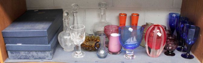A Collection of Glassware, including two boxed sets of Bohemian brandy and wine glasses, ship's