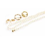 A Small Quantity of Jewellery, comprising of a cultured pearl necklace and bracelet, length 42cm and