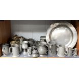 A Group of 18th Century and Later Pewter, including plates and charges, tankards etc.