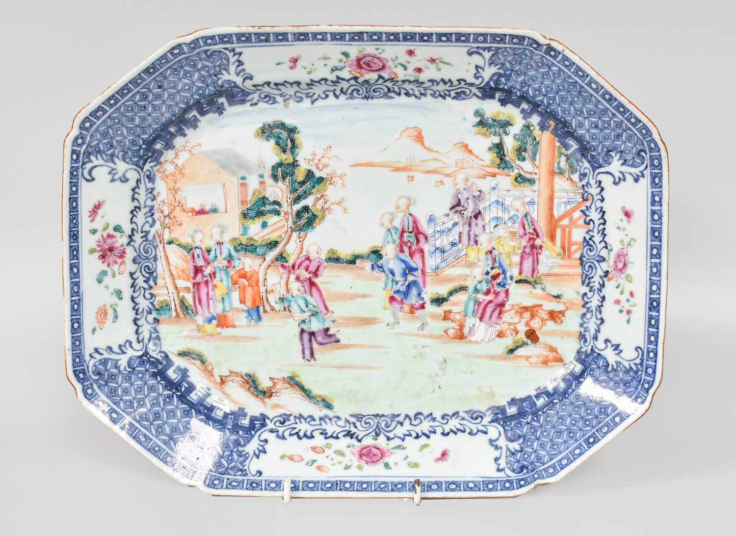 A Chinese Porcelain Serving Dish, Qianlong, of canted rectangular form, painted in coloured