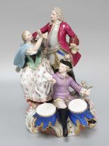 Late 19th/Early 20th Century Meissen Figure Group "Drum Beater", after an example by Meyer,