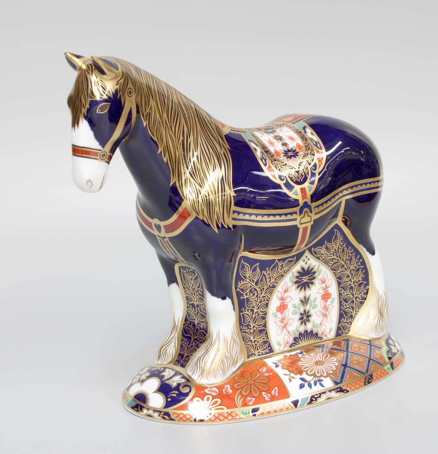 A Royal Crown Derby Imari Shire Horse Paperweight, limited edition for Sinclairs 543/1500, with