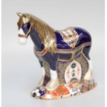 A Royal Crown Derby Imari Shire Horse Paperweight, limited edition for Sinclairs 543/1500, with