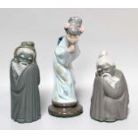 A Lladro Figure of a Japanese Woman, 26cm high; together with two further Lladro figures of