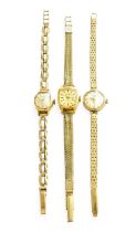 A Lady's 9 Carat Gold Limit Wristwatch, a Lady's Plated Atlantic Wristwatch, with attached 9 carat
